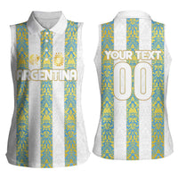 Argentina Football 2024 Women Sleeveless Polo Shirt The White and Sky Blue - Wonder Print Shop