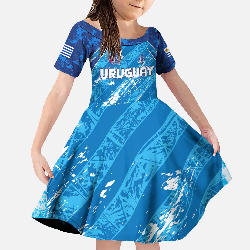 Uruguay Football 2024 Family Matching Long Sleeve Bodycon Dress and Hawaiian Shirt The Sky Blue - Wonder Print Shop