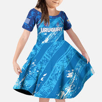 Uruguay Football 2024 Family Matching Long Sleeve Bodycon Dress and Hawaiian Shirt The Sky Blue - Wonder Print Shop