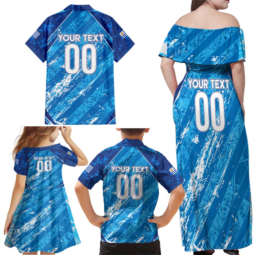 Uruguay Football 2024 Family Matching Off Shoulder Maxi Dress and Hawaiian Shirt The Sky Blue - Wonder Print Shop