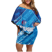 Uruguay Football 2024 Family Matching Off Shoulder Short Dress and Hawaiian Shirt The Sky Blue - Wonder Print Shop