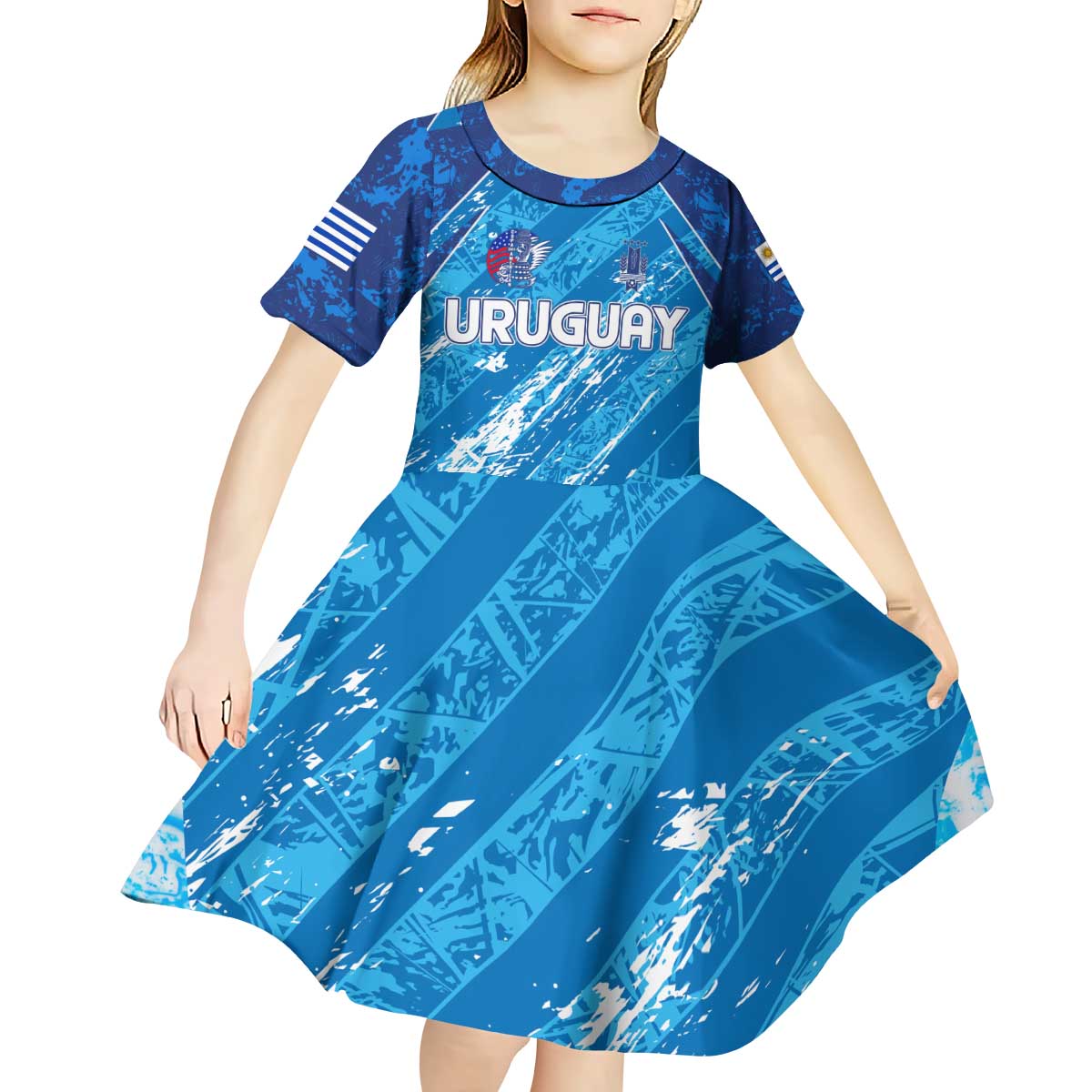 Uruguay Football 2024 Kid Short Sleeve Dress The Sky Blue - Wonder Print Shop