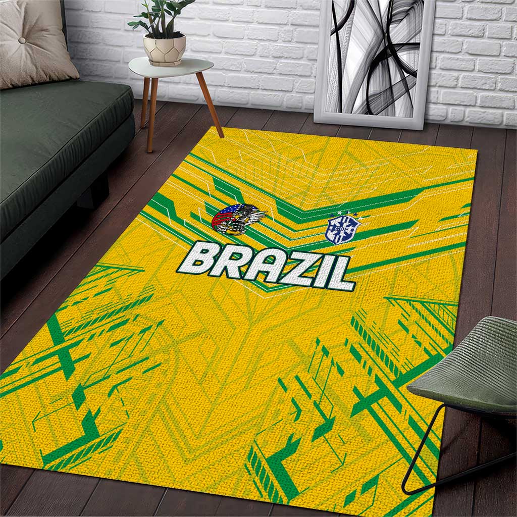Brazil Football 2024 Area Rug Selecao Bright Yellow - Wonder Print Shop
