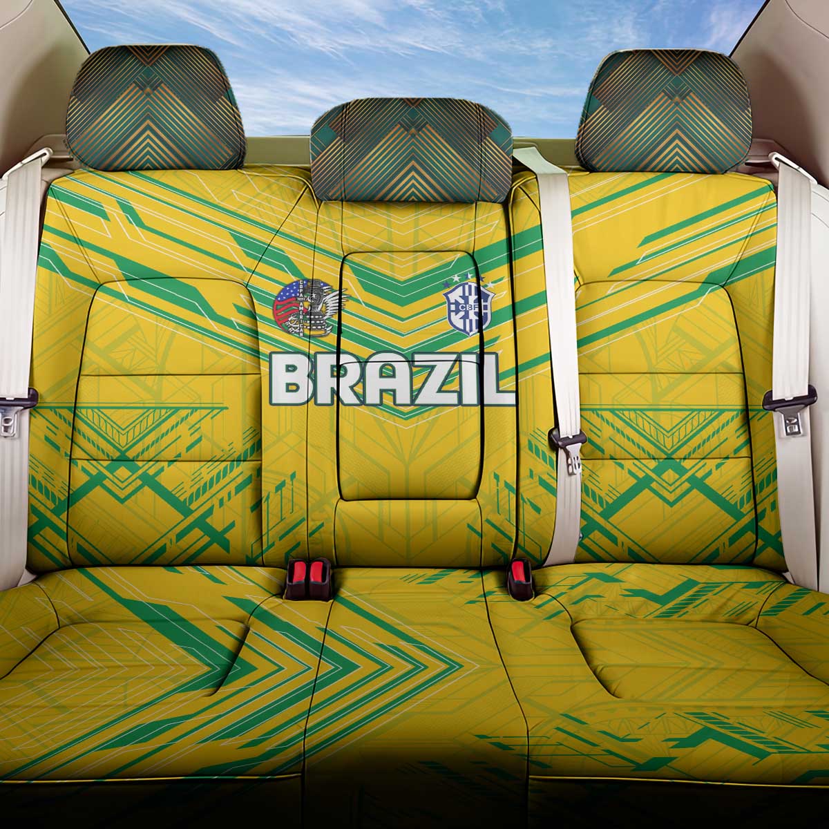 Brazil Football 2024 Back Car Seat Cover Selecao Bright Yellow - Wonder Print Shop