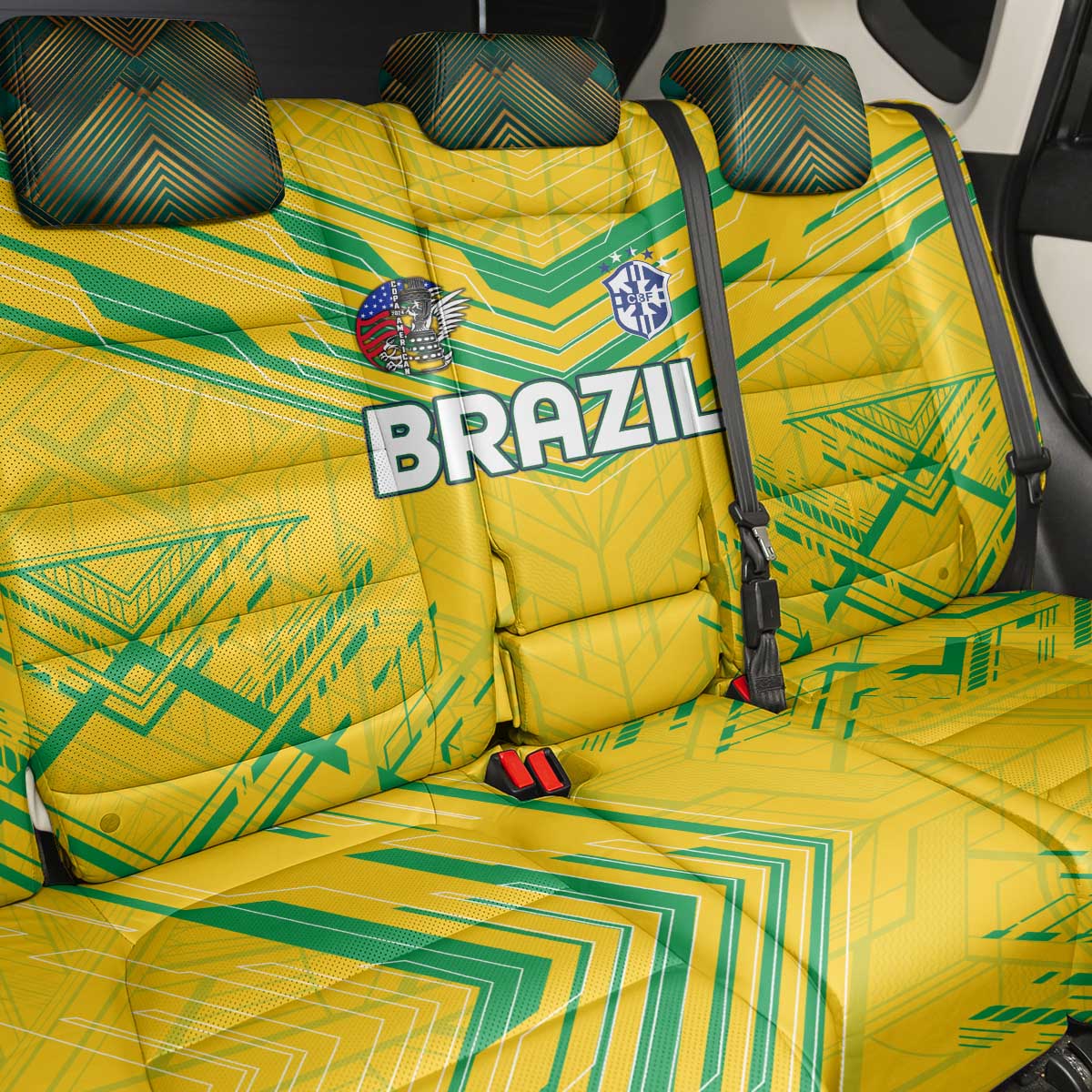 Brazil Football 2024 Back Car Seat Cover Selecao Bright Yellow - Wonder Print Shop