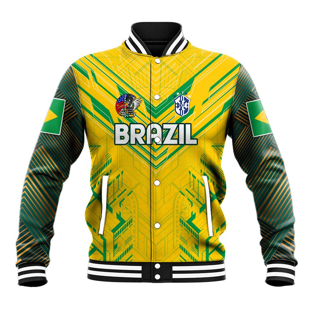 Brazil Football 2024 Baseball Jacket Selecao Bright Yellow - Wonder Print Shop