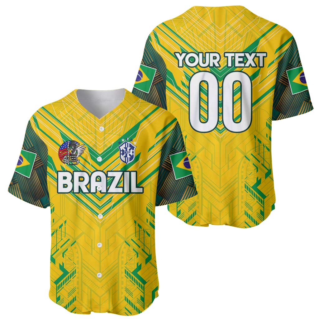 Brazil Football 2024 Baseball Jersey Selecao Bright Yellow - Wonder Print Shop