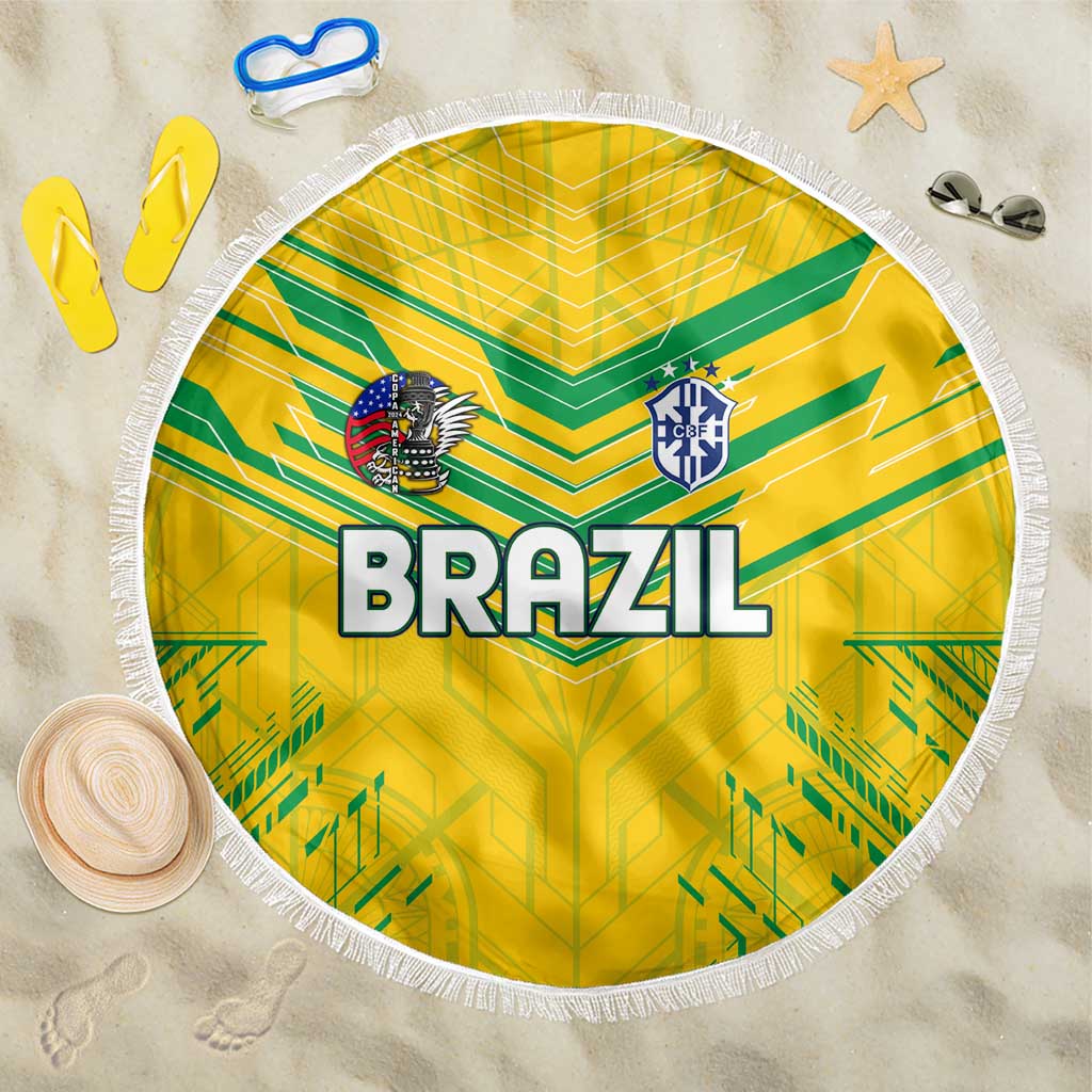 Brazil Football 2024 Beach Blanket Selecao Bright Yellow - Wonder Print Shop