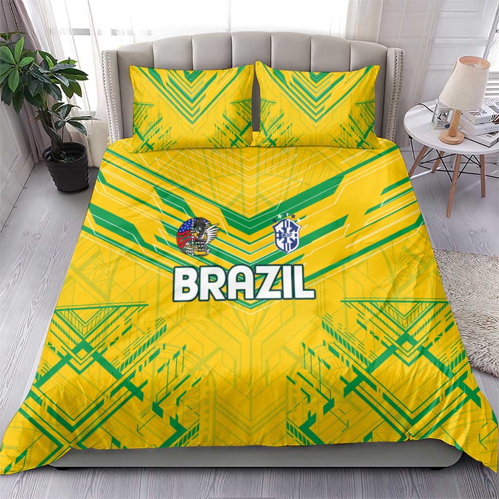 Brazil Football 2024 Bedding Set Selecao Bright Yellow - Wonder Print Shop
