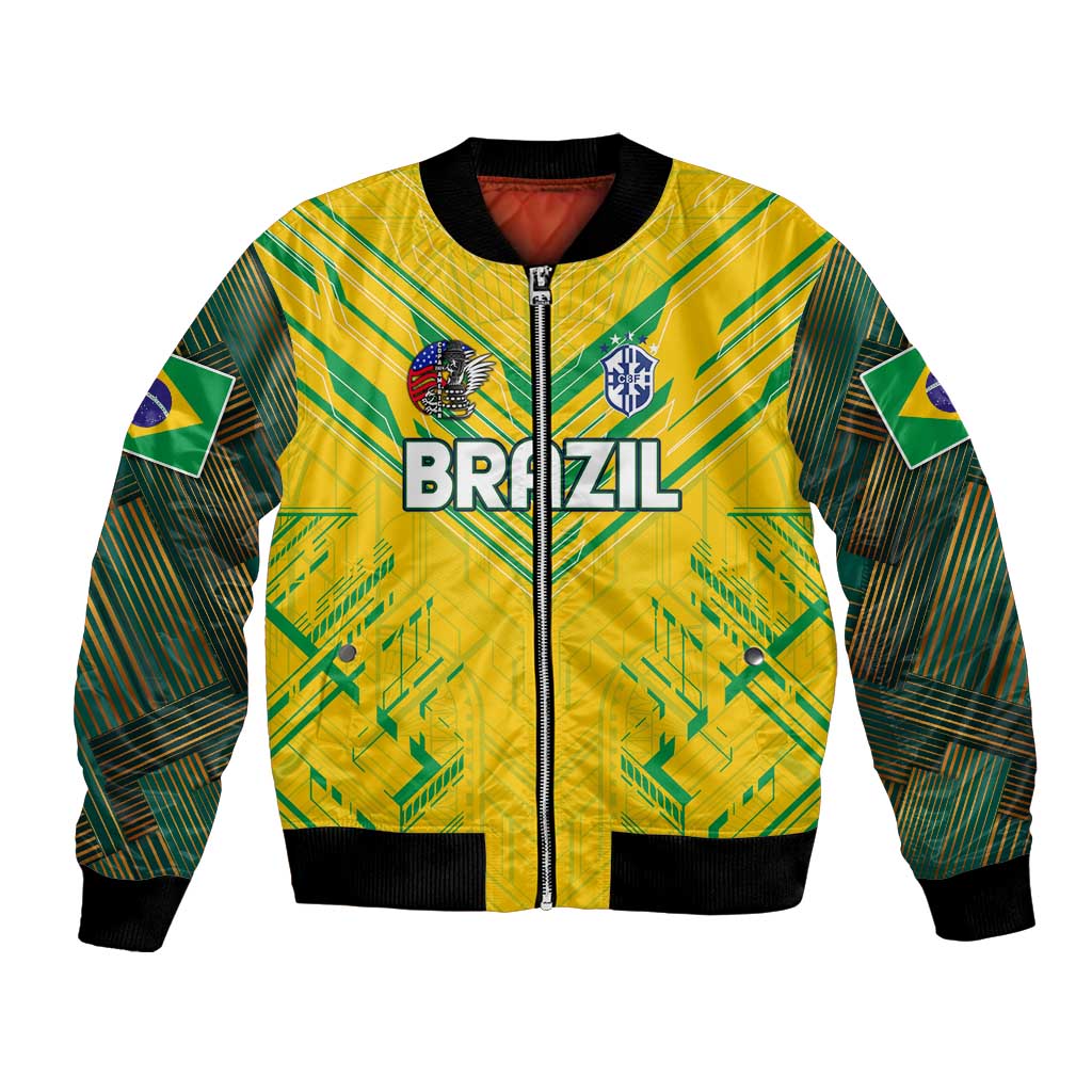 Brazil Football 2024 Bomber Jacket Selecao Bright Yellow - Wonder Print Shop