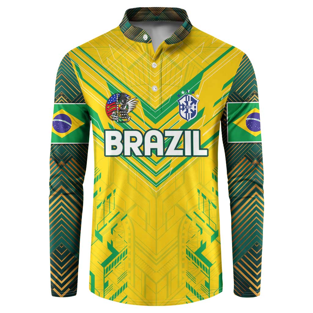 Brazil Football 2024 Button Sweatshirt Selecao Bright Yellow - Wonder Print Shop