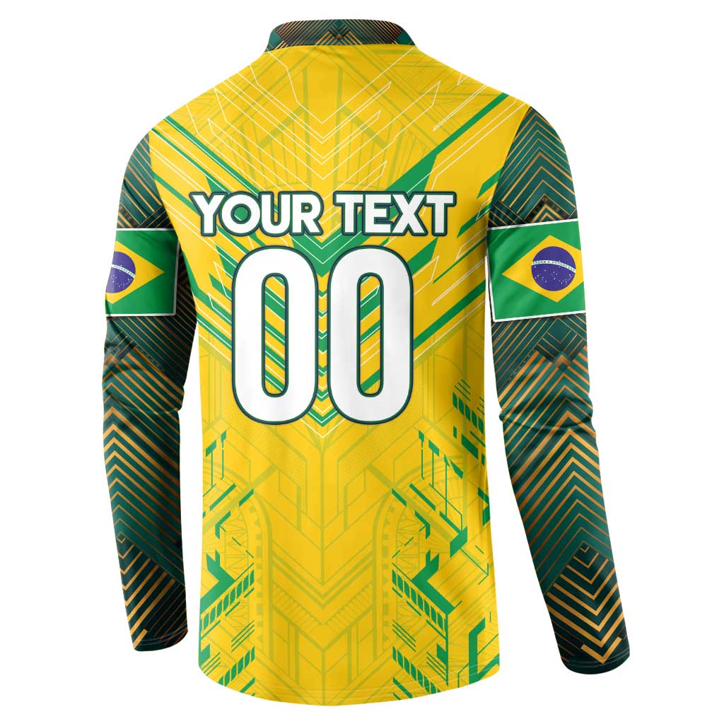 Brazil Football 2024 Button Sweatshirt Selecao Bright Yellow - Wonder Print Shop