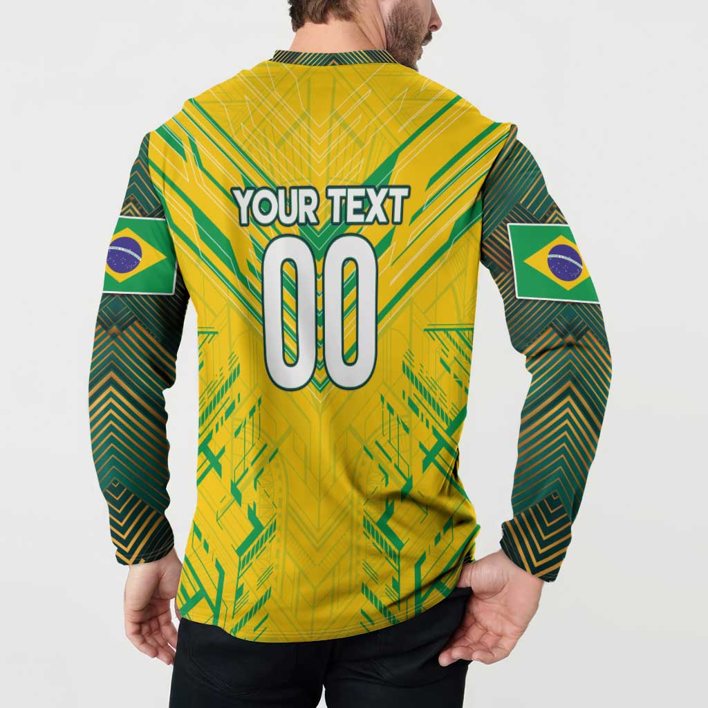 Brazil Football 2024 Button Sweatshirt Selecao Bright Yellow - Wonder Print Shop