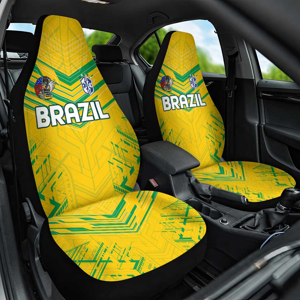 Brazil Football 2024 Car Seat Cover Selecao Bright Yellow - Wonder Print Shop
