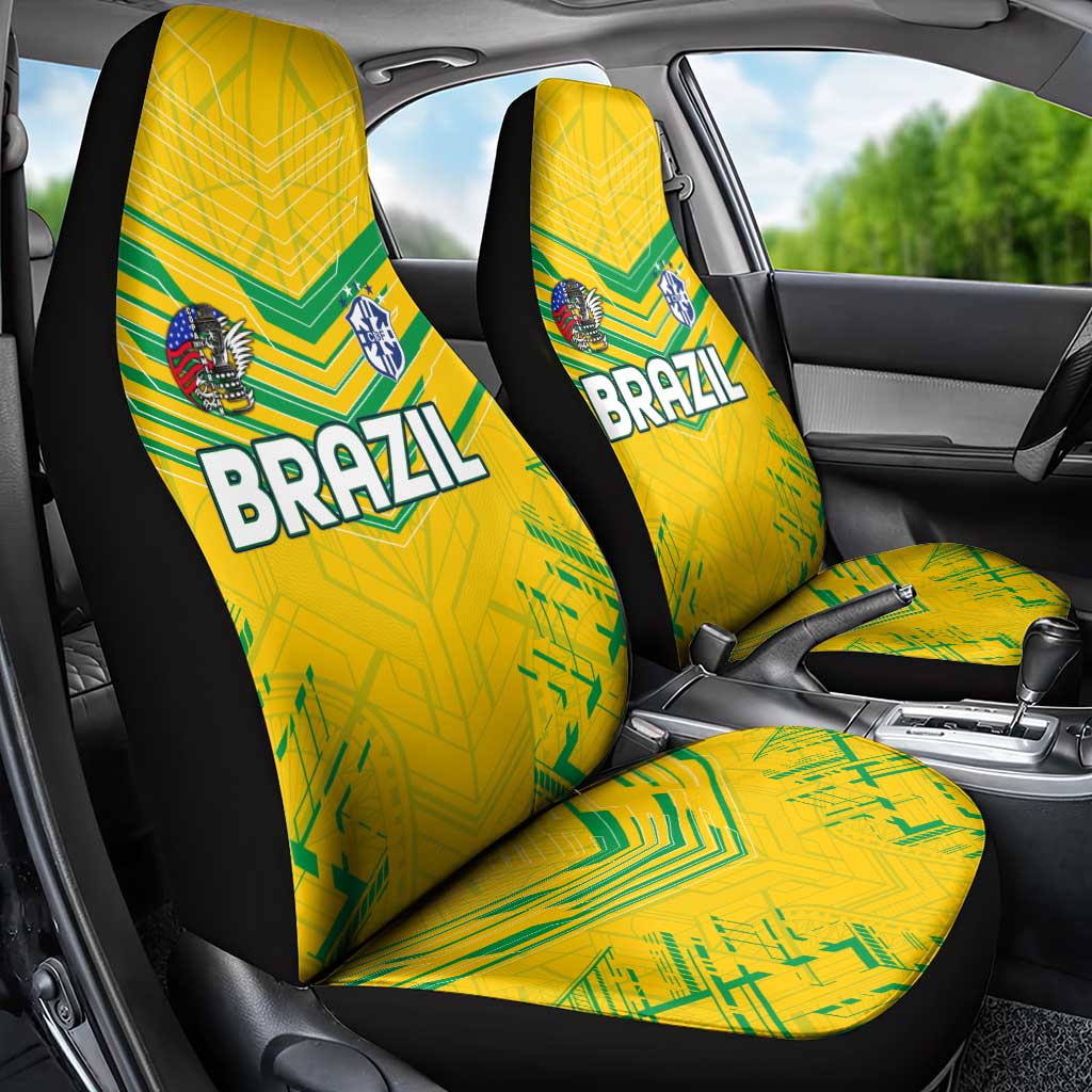 Brazil Football 2024 Car Seat Cover Selecao Bright Yellow - Wonder Print Shop