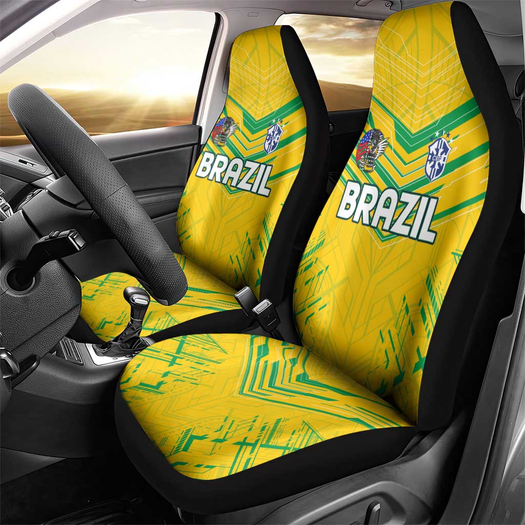 Brazil Football 2024 Car Seat Cover Selecao Bright Yellow - Wonder Print Shop