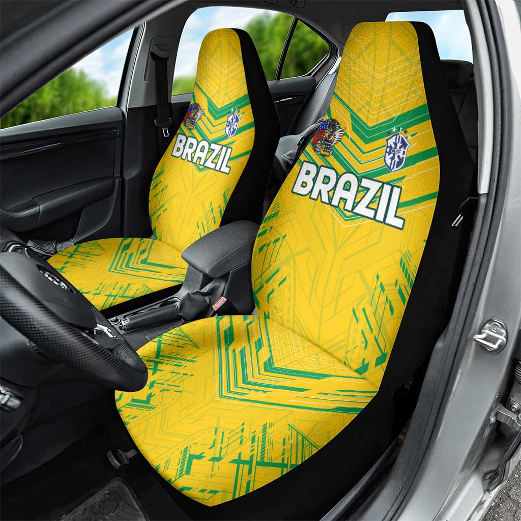 Brazil Football 2024 Car Seat Cover Selecao Bright Yellow - Wonder Print Shop