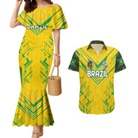 Brazil Football 2024 Couples Matching Mermaid Dress and Hawaiian Shirt Selecao Bright Yellow - Wonder Print Shop