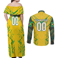Brazil Football 2024 Couples Matching Off Shoulder Maxi Dress and Long Sleeve Button Shirt Selecao Bright Yellow - Wonder Print Shop