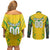 Brazil Football 2024 Couples Matching Off Shoulder Short Dress and Long Sleeve Button Shirt Selecao Bright Yellow - Wonder Print Shop