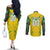 Brazil Football 2024 Couples Matching Off The Shoulder Long Sleeve Dress and Long Sleeve Button Shirt Selecao Bright Yellow
