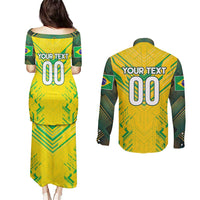 Brazil Football 2024 Couples Matching Puletasi and Long Sleeve Button Shirt Selecao Bright Yellow - Wonder Print Shop