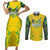 Brazil Football 2024 Couples Matching Short Sleeve Bodycon Dress and Long Sleeve Button Shirt Selecao Bright Yellow - Wonder Print Shop
