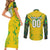 Brazil Football 2024 Couples Matching Short Sleeve Bodycon Dress and Long Sleeve Button Shirt Selecao Bright Yellow - Wonder Print Shop