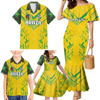 Brazil Football 2024 Family Matching Mermaid Dress and Hawaiian Shirt Selecao Bright Yellow - Wonder Print Shop