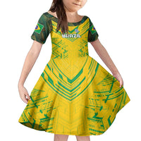 Brazil Football 2024 Family Matching Puletasi and Hawaiian Shirt Selecao Bright Yellow - Wonder Print Shop