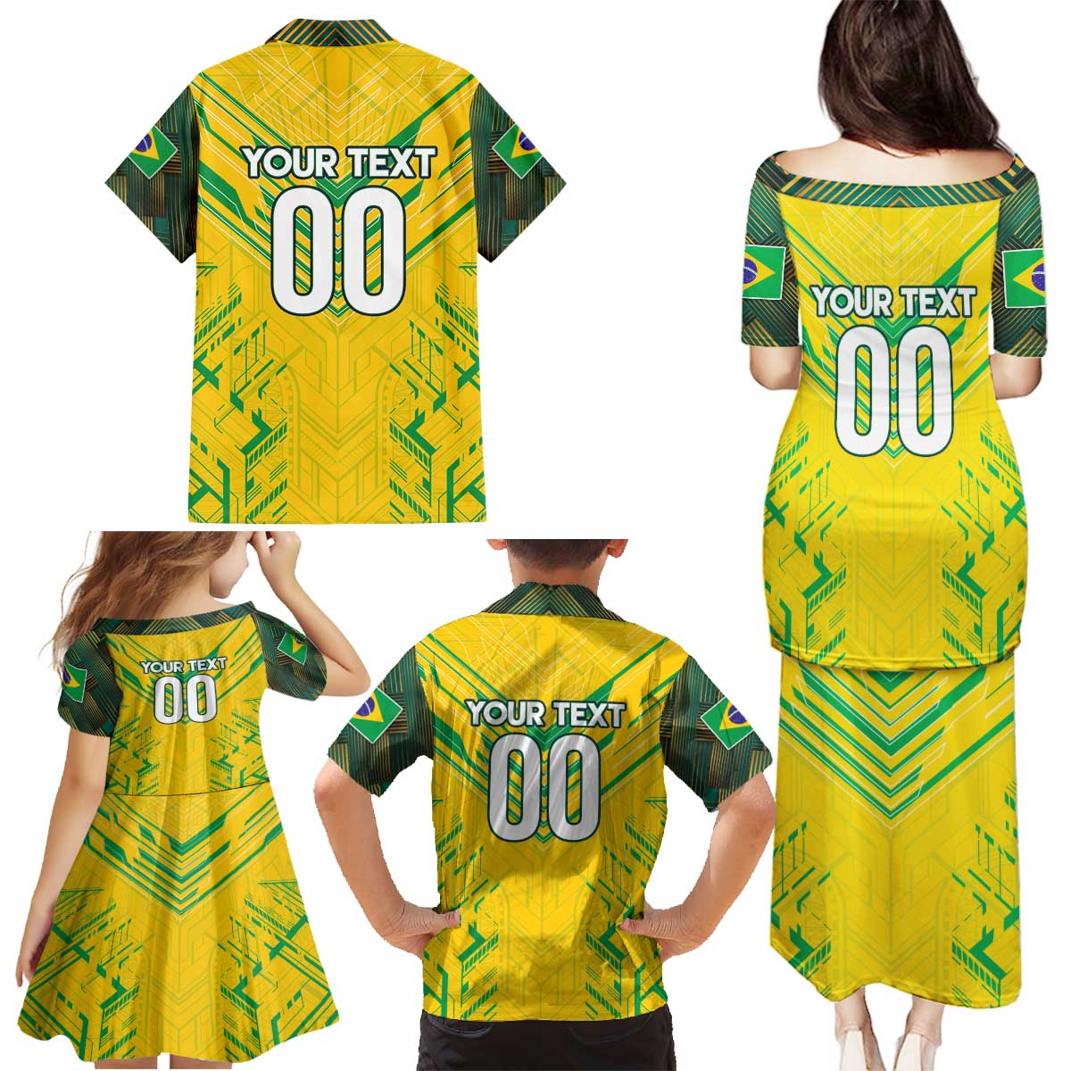 Brazil Football 2024 Family Matching Puletasi and Hawaiian Shirt Selecao Bright Yellow - Wonder Print Shop