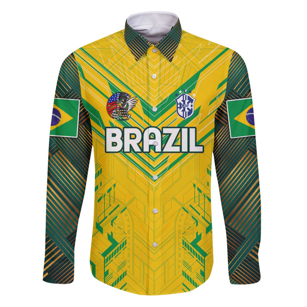 Brazil Football 2024 Family Matching Puletasi and Hawaiian Shirt Selecao Bright Yellow - Wonder Print Shop