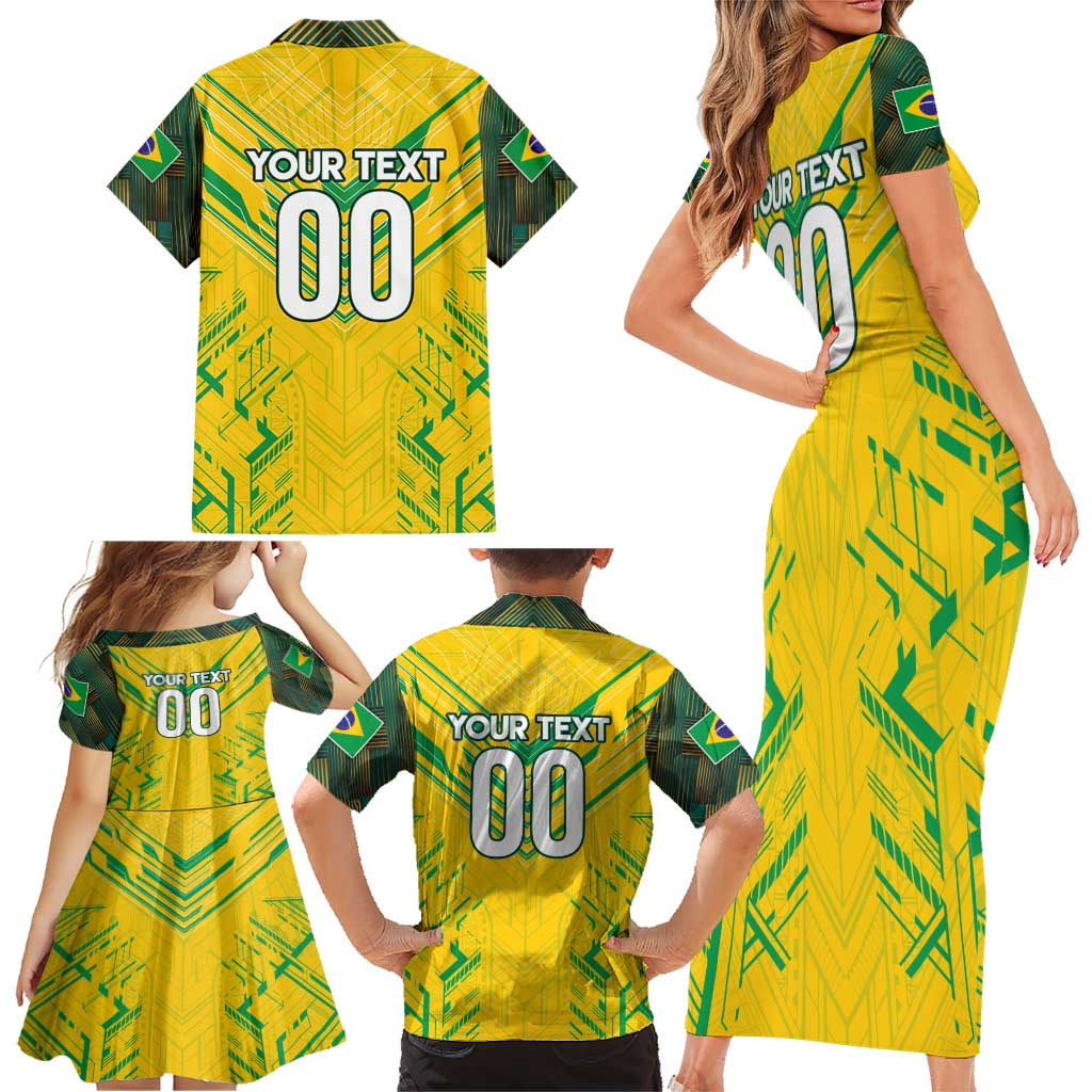 Brazil Football 2024 Family Matching Short Sleeve Bodycon Dress and Hawaiian Shirt Selecao Bright Yellow - Wonder Print Shop