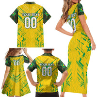 Brazil Football 2024 Family Matching Short Sleeve Bodycon Dress and Hawaiian Shirt Selecao Bright Yellow - Wonder Print Shop