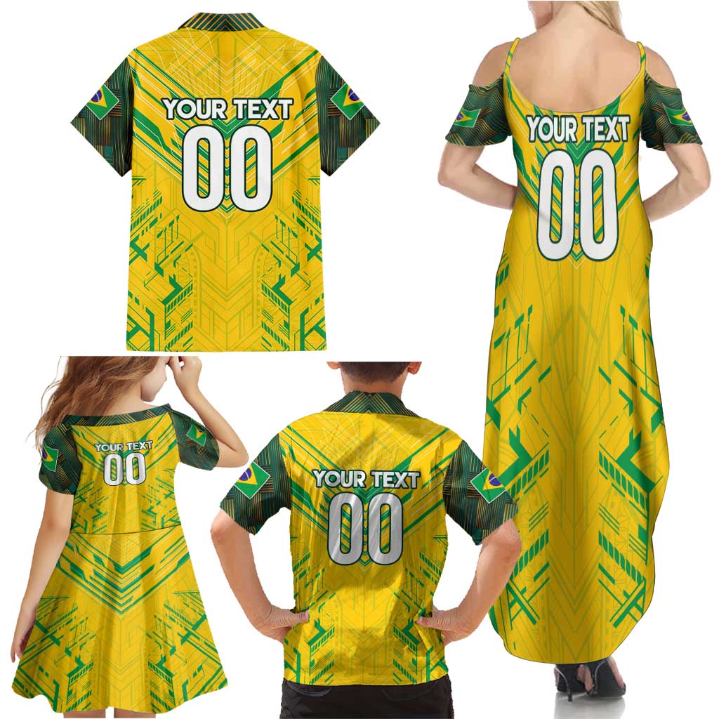Brazil Football 2024 Family Matching Summer Maxi Dress and Hawaiian Shirt Selecao Bright Yellow - Wonder Print Shop