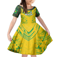 Brazil Football 2024 Family Matching Tank Maxi Dress and Hawaiian Shirt Selecao Bright Yellow - Wonder Print Shop