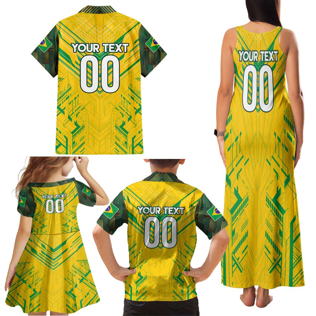 Brazil Football 2024 Family Matching Tank Maxi Dress and Hawaiian Shirt Selecao Bright Yellow - Wonder Print Shop