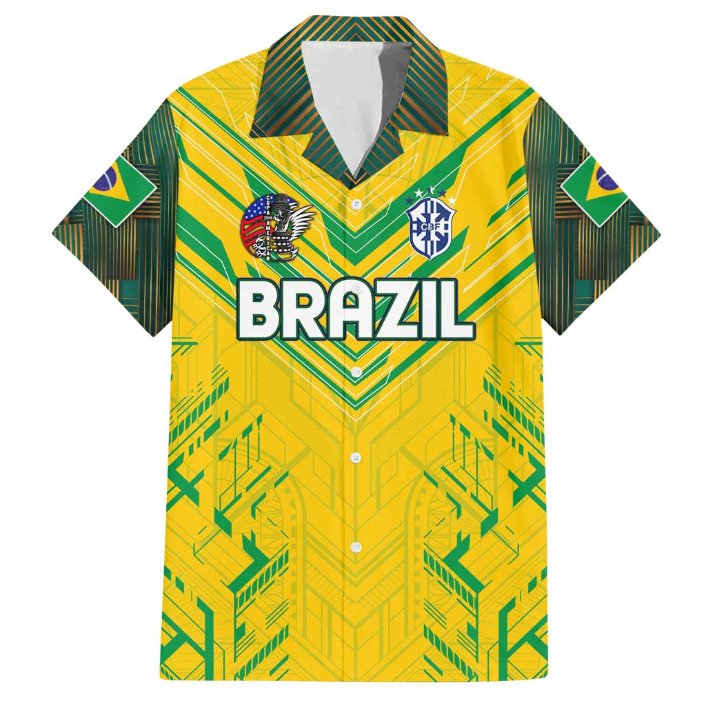 Brazil Football 2024 Family Matching Tank Maxi Dress and Hawaiian Shirt Selecao Bright Yellow - Wonder Print Shop