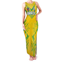Brazil Football 2024 Family Matching Tank Maxi Dress and Hawaiian Shirt Selecao Bright Yellow - Wonder Print Shop