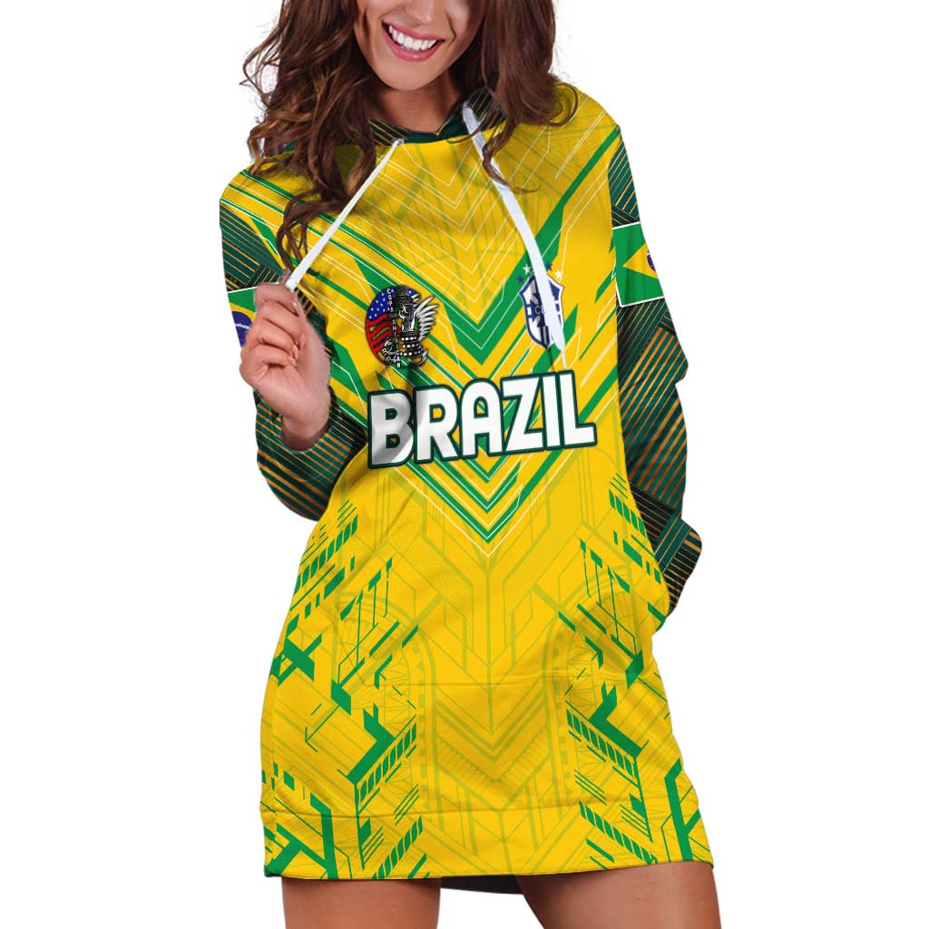 Brazil Football 2024 Hoodie Dress Selecao Bright Yellow - Wonder Print Shop