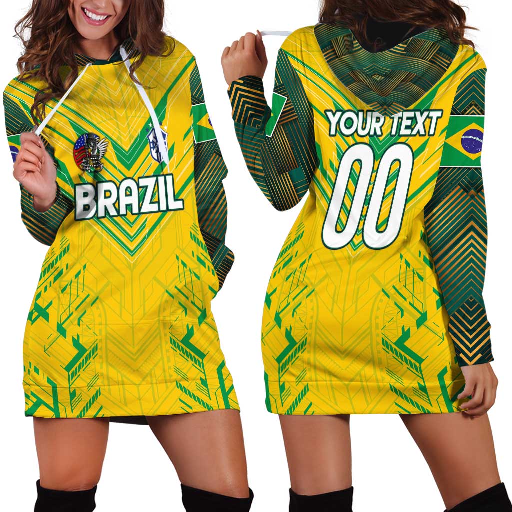 Brazil Football 2024 Hoodie Dress Selecao Bright Yellow - Wonder Print Shop