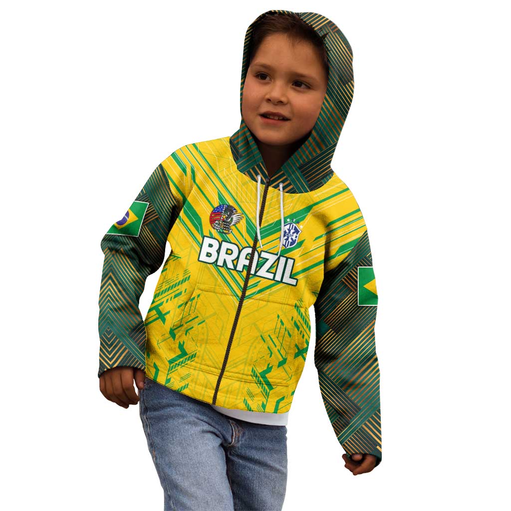 Brazil Football 2024 Kid Hoodie Selecao Bright Yellow - Wonder Print Shop
