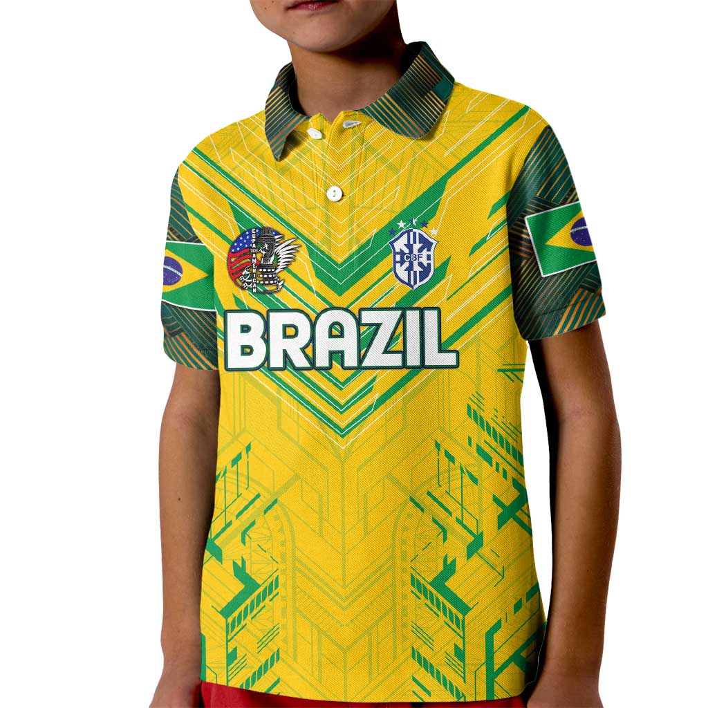 Brazil Football 2024 Kid Polo Shirt Selecao Bright Yellow - Wonder Print Shop