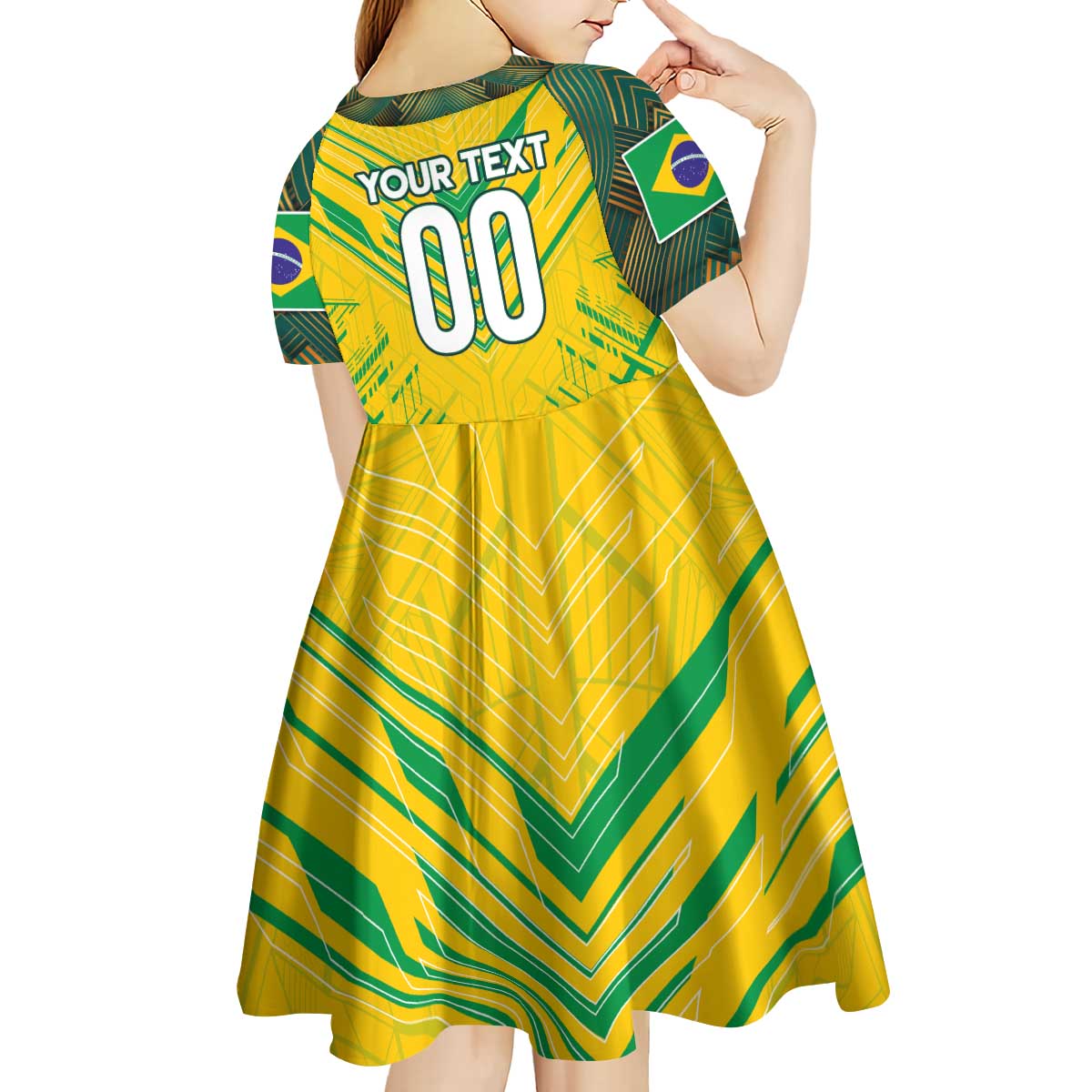 Brazil Football 2024 Kid Short Sleeve Dress Selecao Bright Yellow - Wonder Print Shop