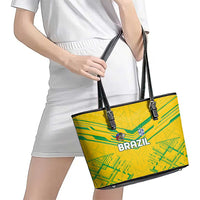 Brazil Football 2024 Leather Tote Bag Selecao Bright Yellow - Wonder Print Shop