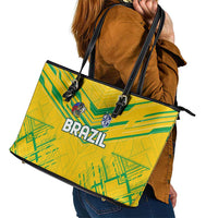 Brazil Football 2024 Leather Tote Bag Selecao Bright Yellow - Wonder Print Shop