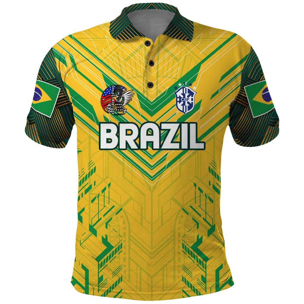 Brazil Football 2024 Polo Shirt Selecao Bright Yellow - Wonder Print Shop