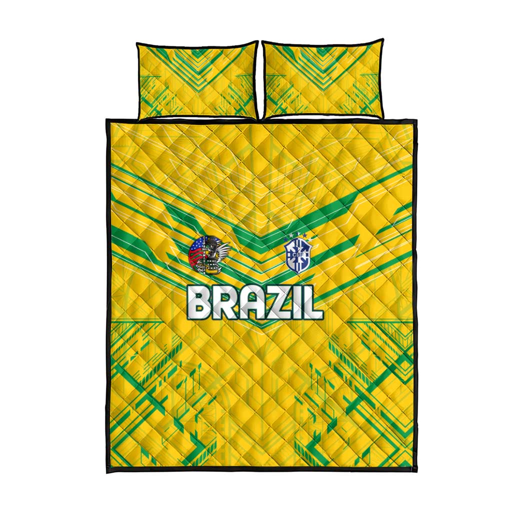 Brazil Football 2024 Quilt Bed Set Selecao Bright Yellow - Wonder Print Shop