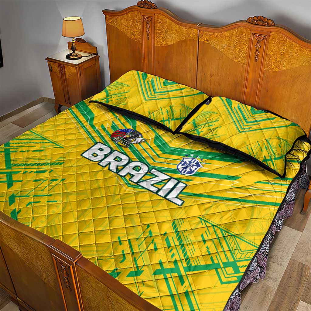 Brazil Football 2024 Quilt Bed Set Selecao Bright Yellow - Wonder Print Shop
