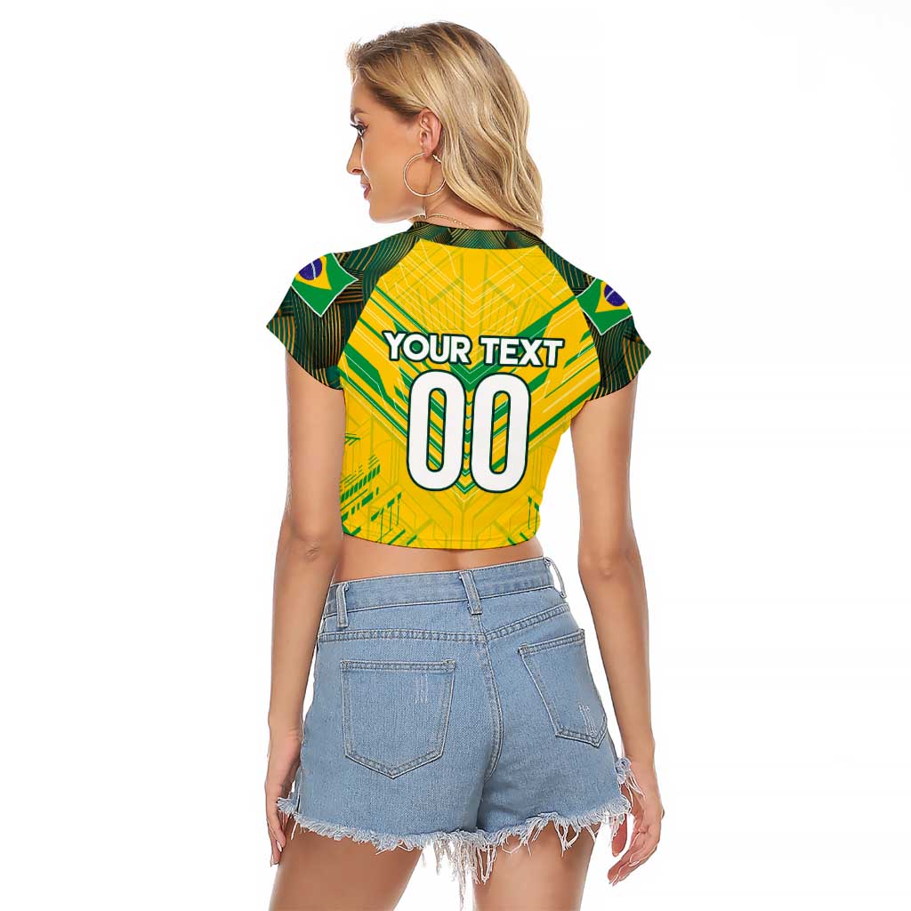 Brazil Football 2024 Raglan Cropped T Shirt Selecao Bright Yellow - Wonder Print Shop